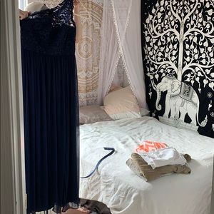 David’s Bridal Navy Dress One Shoulder Dress